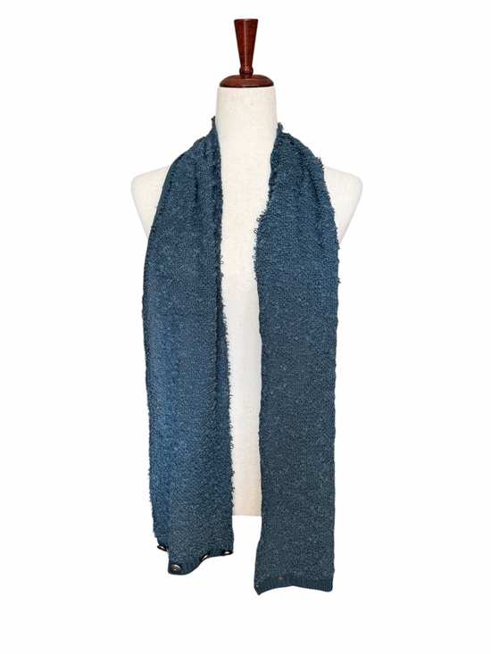 Accessories - Cozy Textured Teal Blue Bouclé Knit Scarf with Button Detail #2273